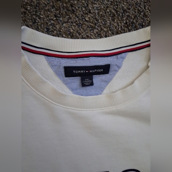 Vintage Y2K 90s Tommy Hilfiger Crewneck Sweatshirt White Retro Streetwear XXL - Picture 2 of 7